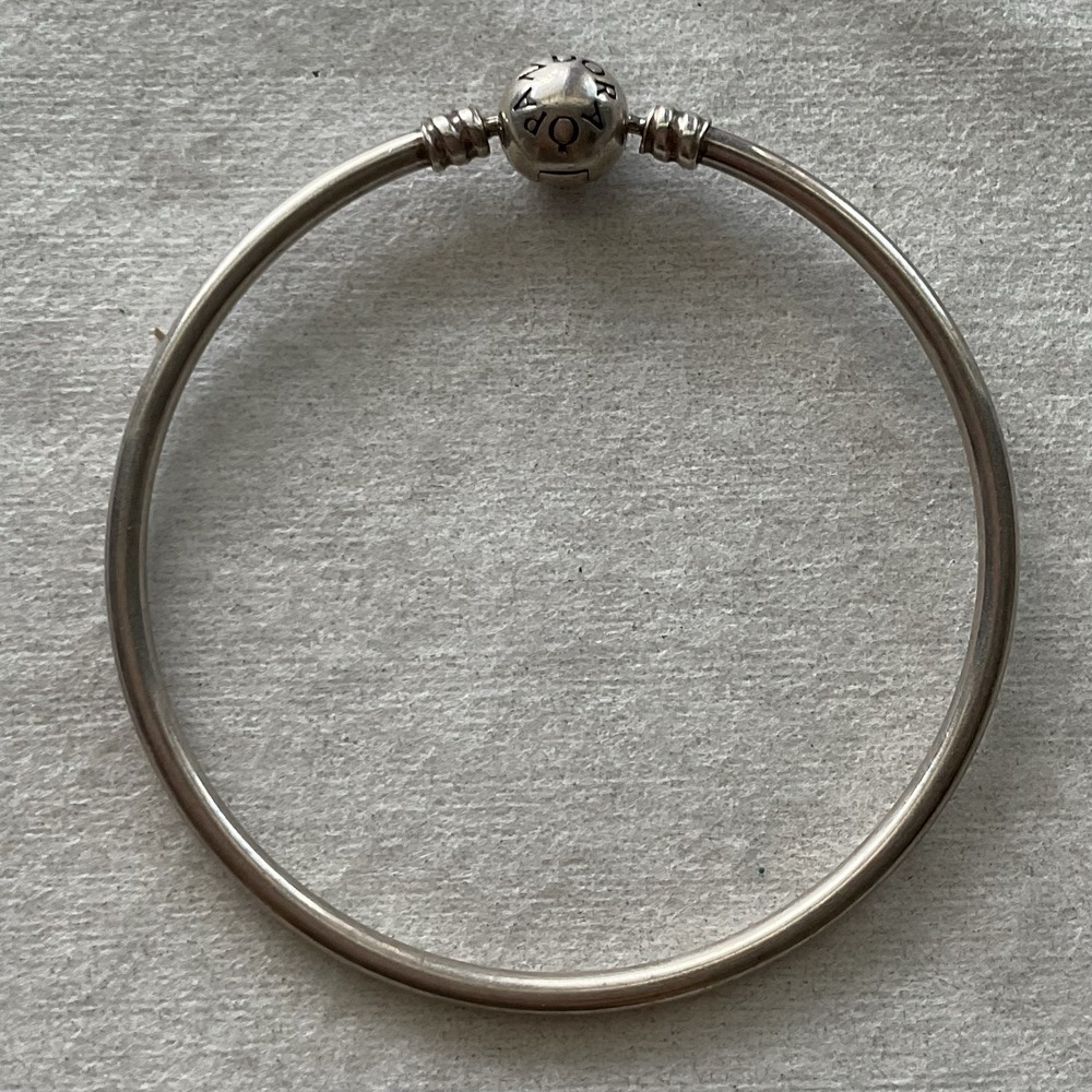 Pandora ALE 925 Sterling Silver Bangle Bracelet With Ball Clasp